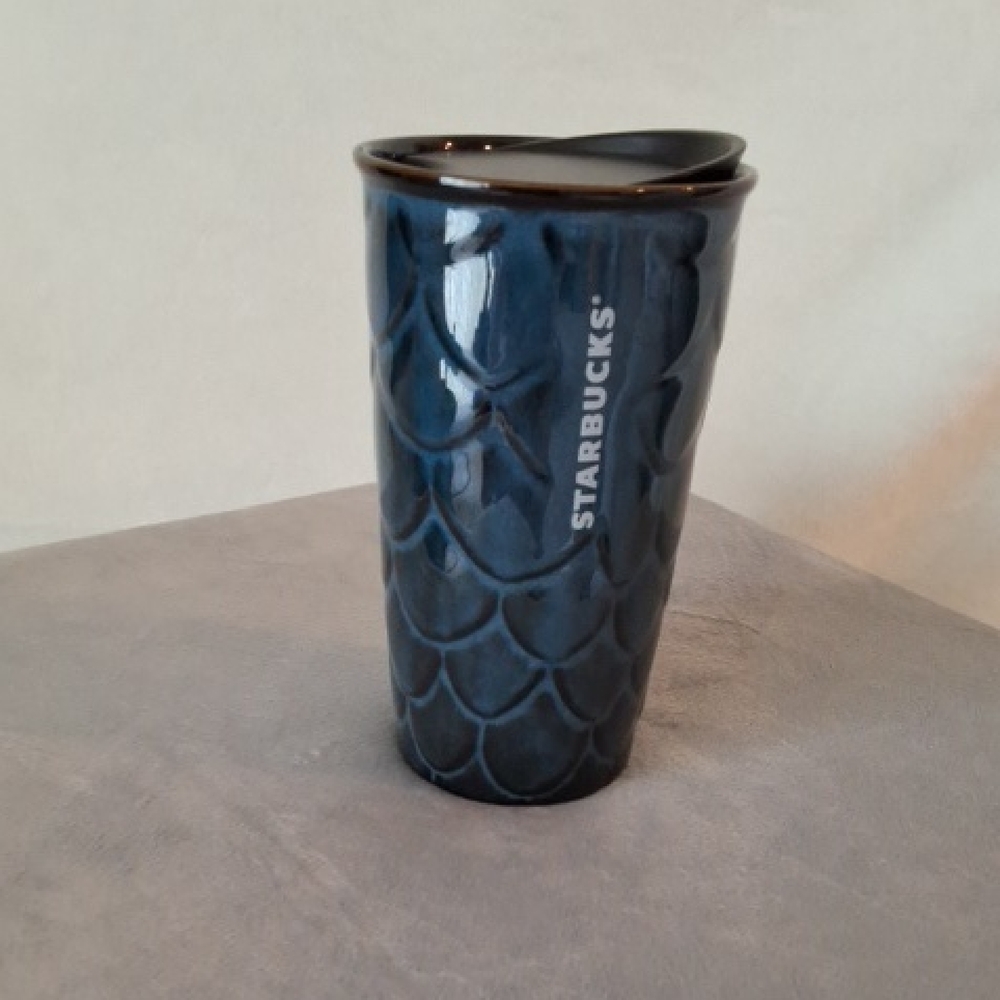 Starbucks 10 FL.Oz. Ceramic Blue Scales Siren Tumbler- Like New!!